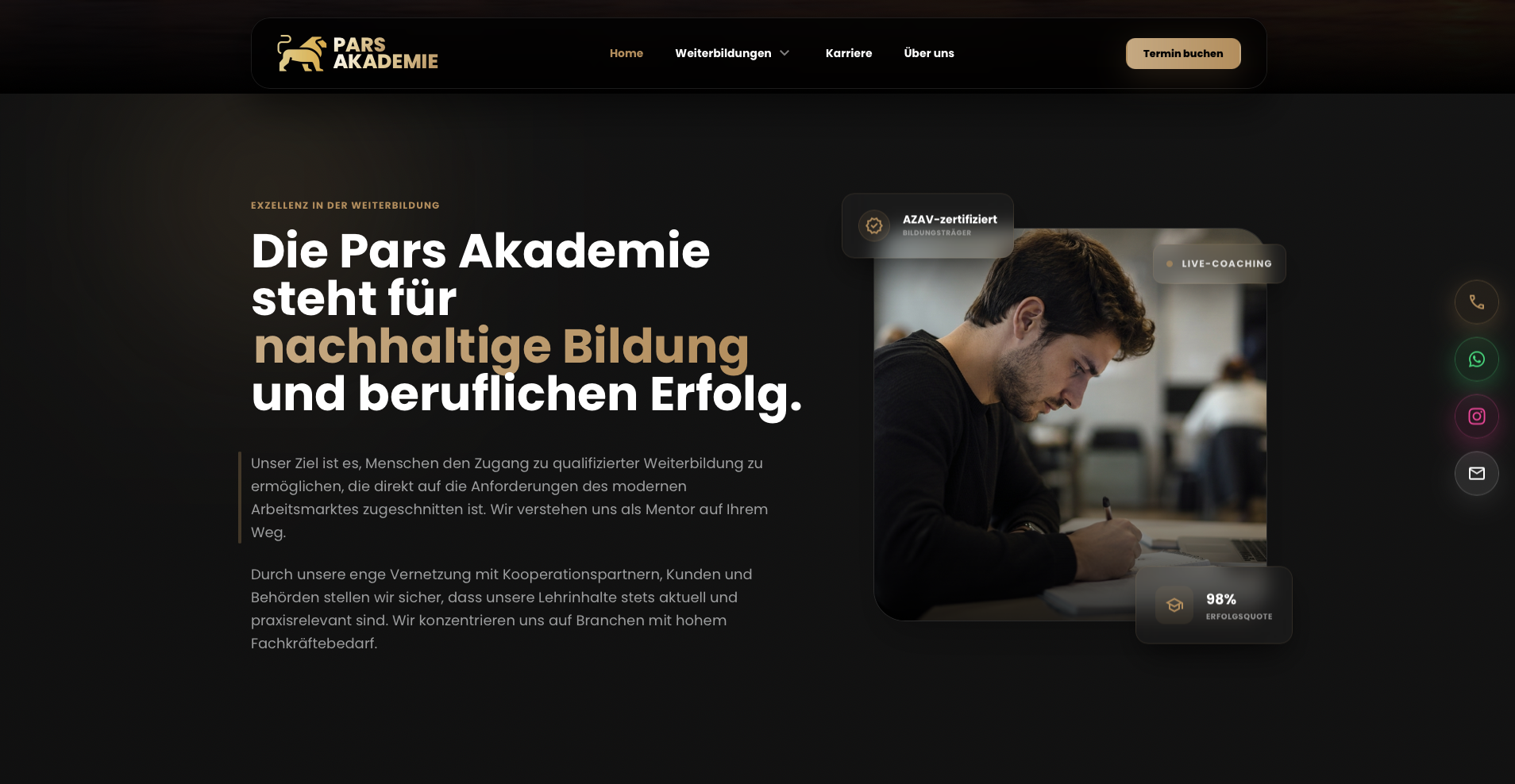 Webdesign und Webplattform für Pars Akademie durch VeratekSoft