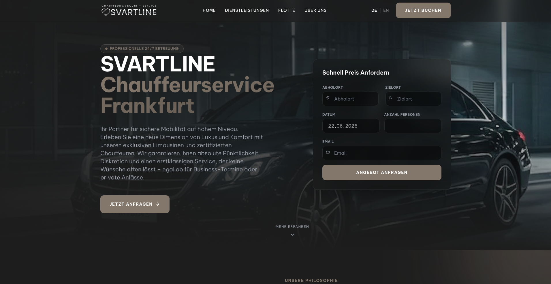 Webdesign und Webentwicklung für Svartline Chauffeurservice durch VeratekSoft